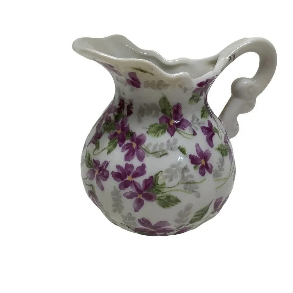 Vintage Inarco Chintz Purple Floral Violets Creamer Porcelain Japan E‎ 4982